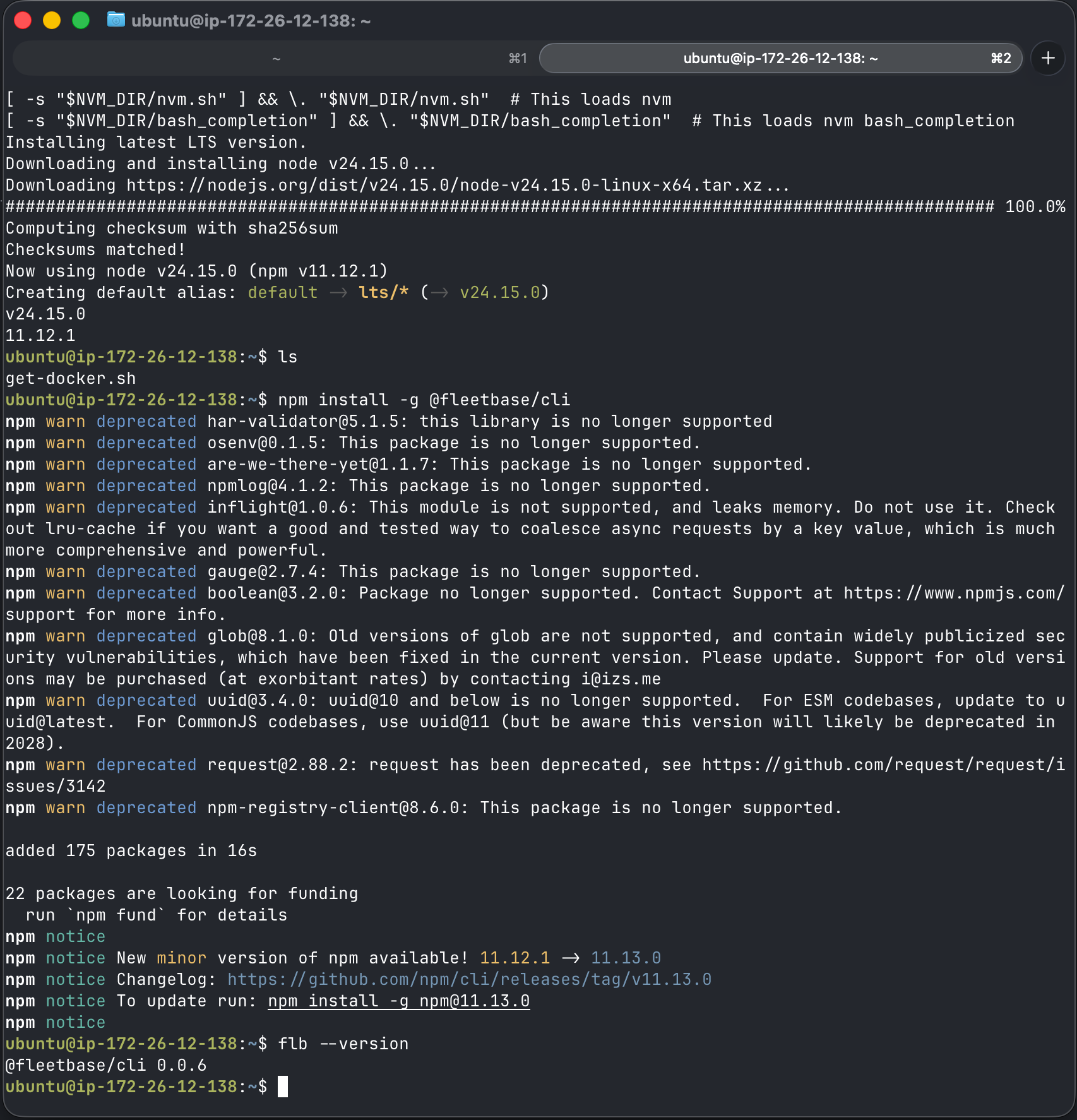 Fleetbase CLI installed successfully