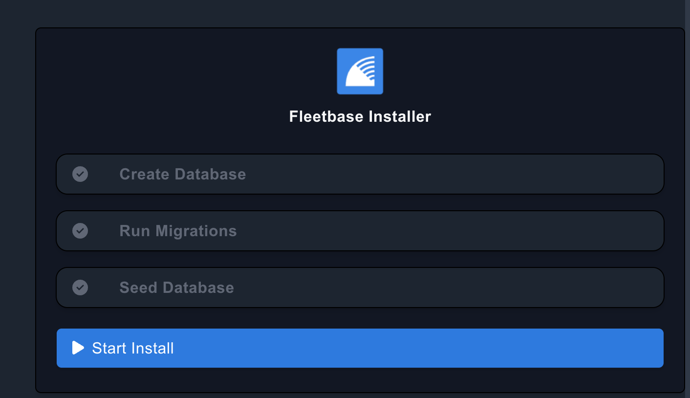 Fleetbase installer web page