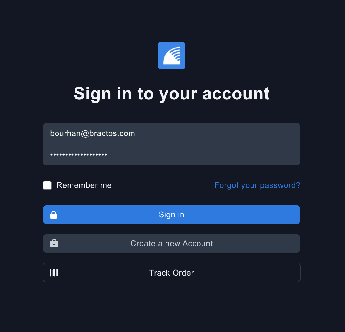 Fleetbase login screen