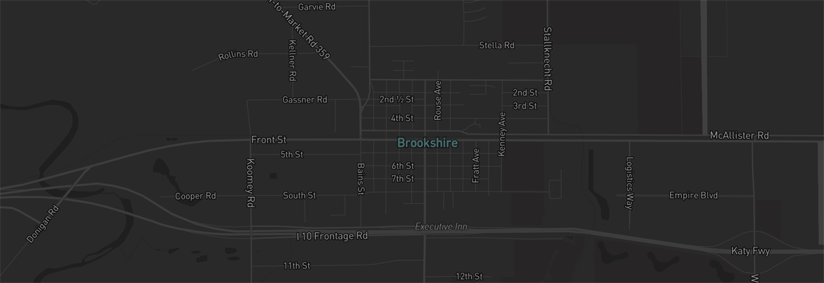 Map showing Bractos service coverage in Brookshire, Texas